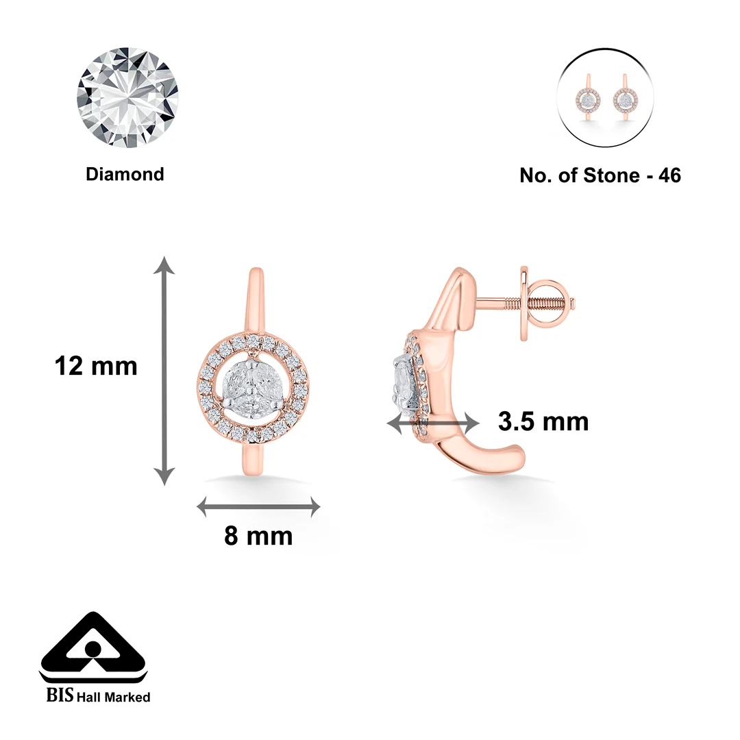 Glint Circle Rose Gold Hoops & Huggies Earring for Women - Image 5