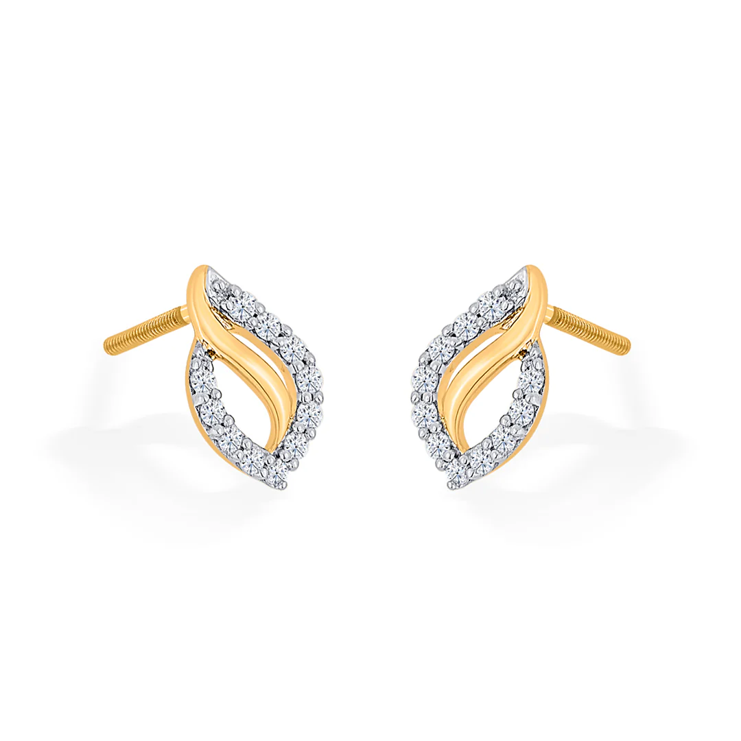 Glint Vine Yellow Gold Stud Diamond Earring For Women - Image 3