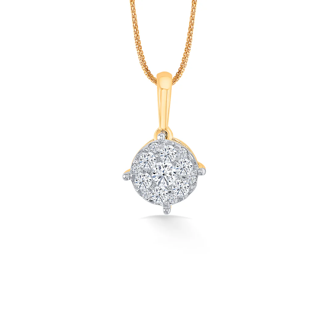 Glitter Pebble Gold & Diamond Pendant Set For Women - Image 2