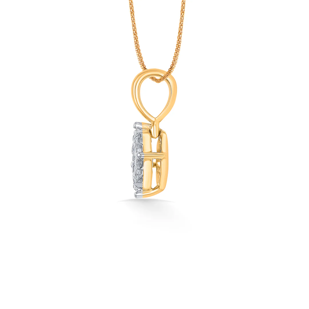Glitter Pebble Gold & Diamond Pendant Set For Women - Image 3