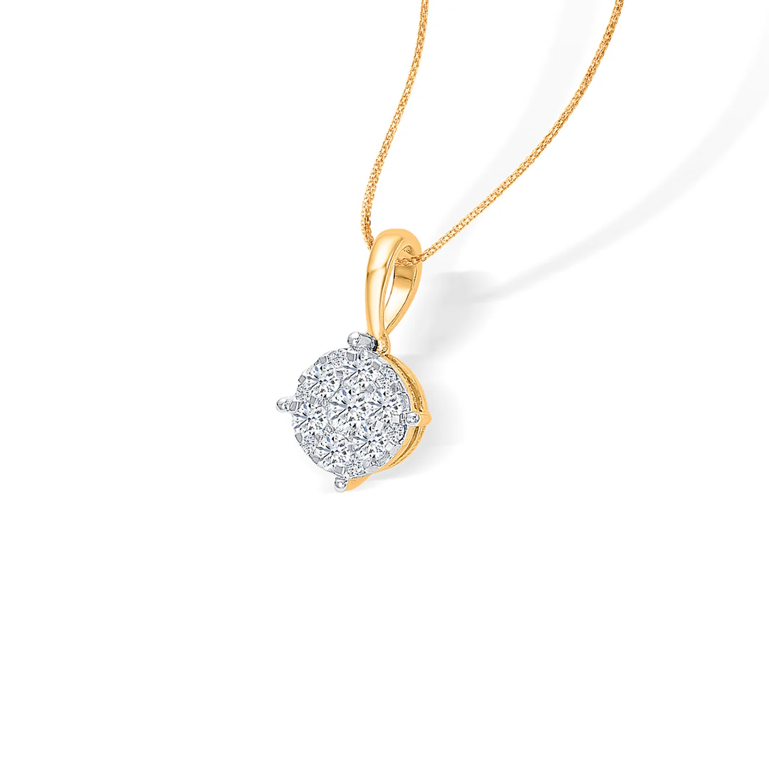 Glitter Pebble Gold & Diamond Pendant Set For Women - Image 4