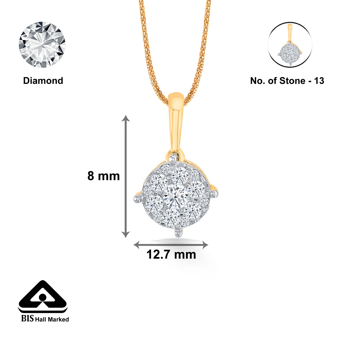 Glitter Pebble Gold & Diamond Pendant Set For Women - Image 8