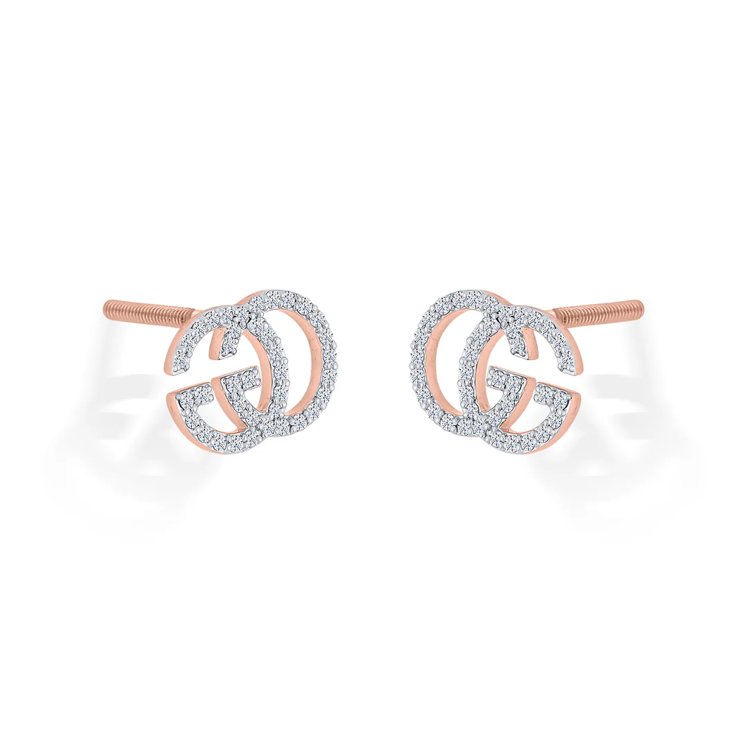Glitz Grace Rose Gold Stud Diamond Earring For Women - Image 3