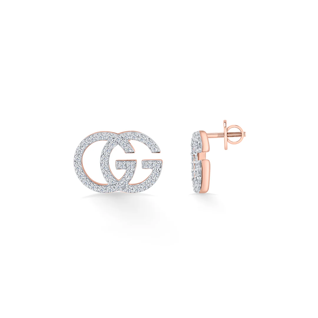Glitz Grace Rose Gold Stud Diamond Earring For Women - Image 4
