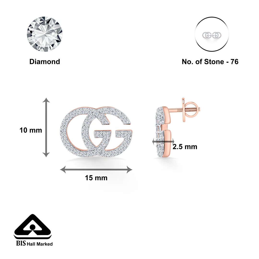Glitz Grace Rose Gold Stud Diamond Earring For Women - Image 5