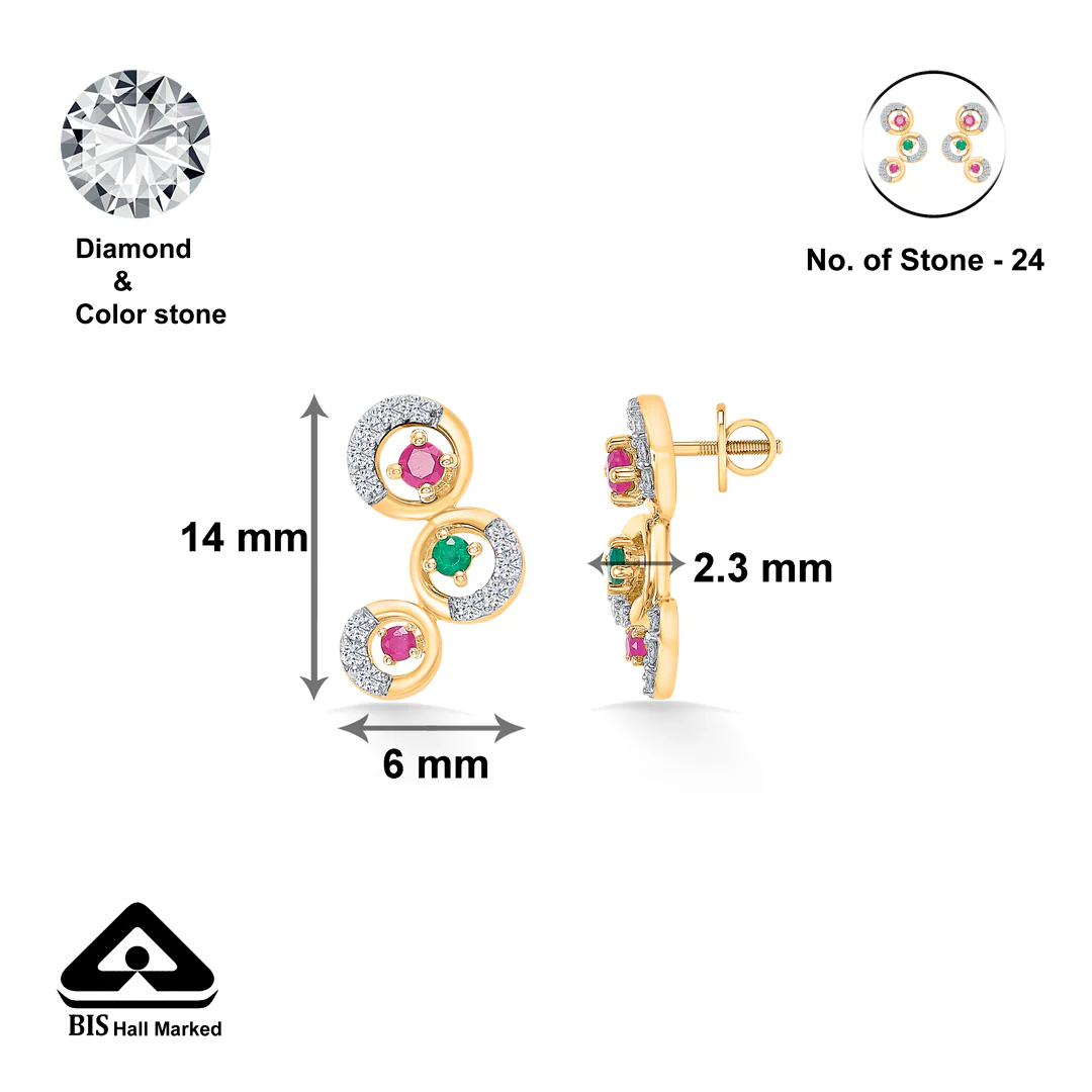 Globes Gold & Diamond Stud Earring For Women - Image 5