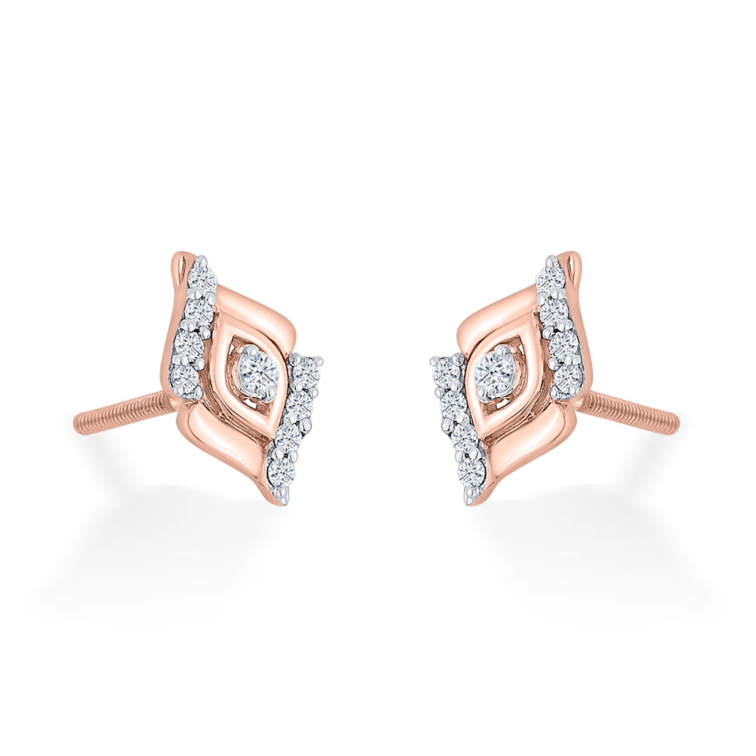 Glow Flare Rose Gold Stud Diamond Earring For Women - Image 3