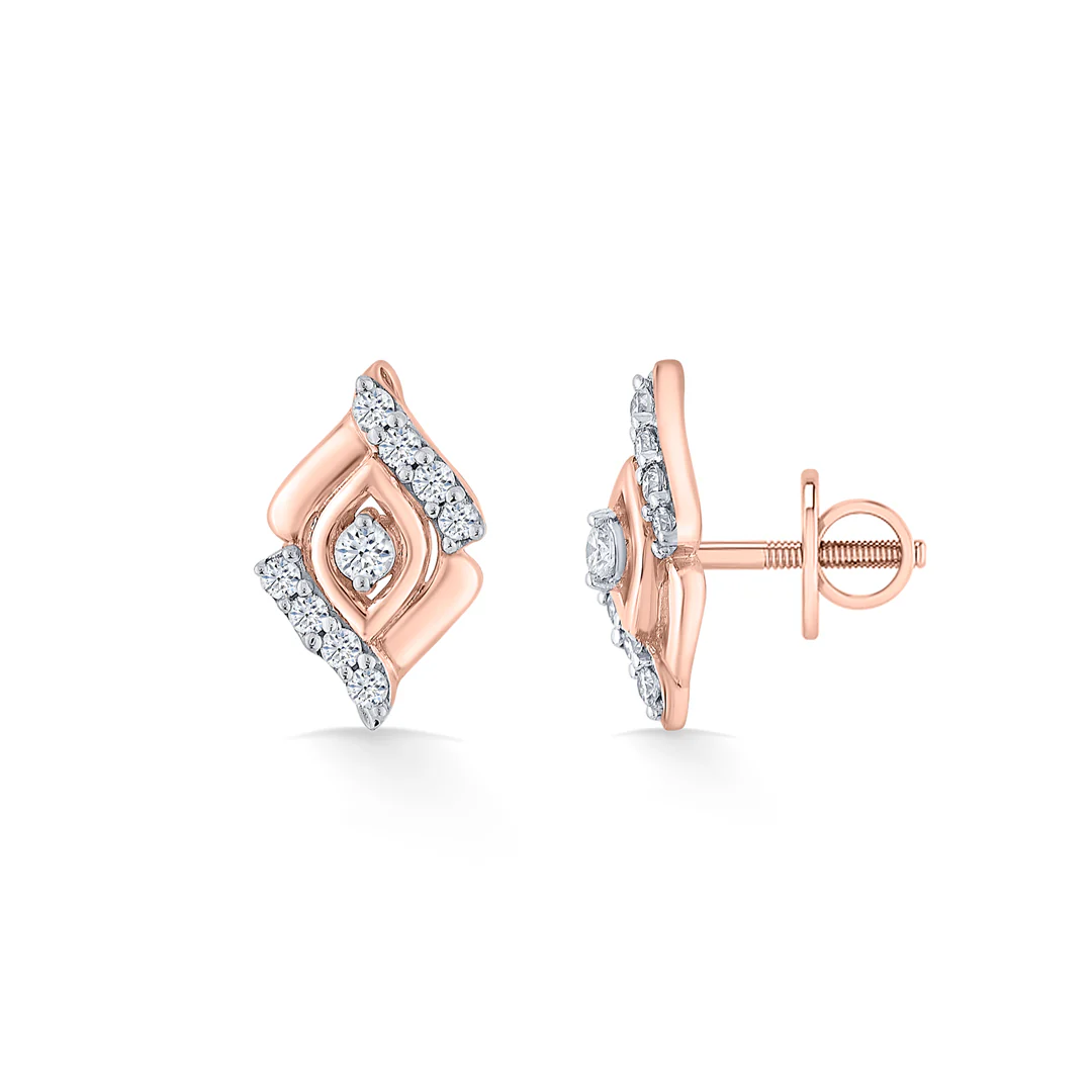 Glow Flare Rose Gold Stud Diamond Earring For Women - Image 4