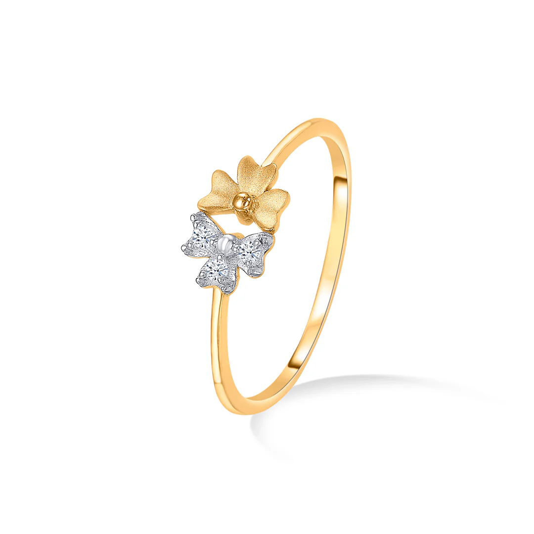 Twin Floral Gold Casual Ring For Women - Image 3