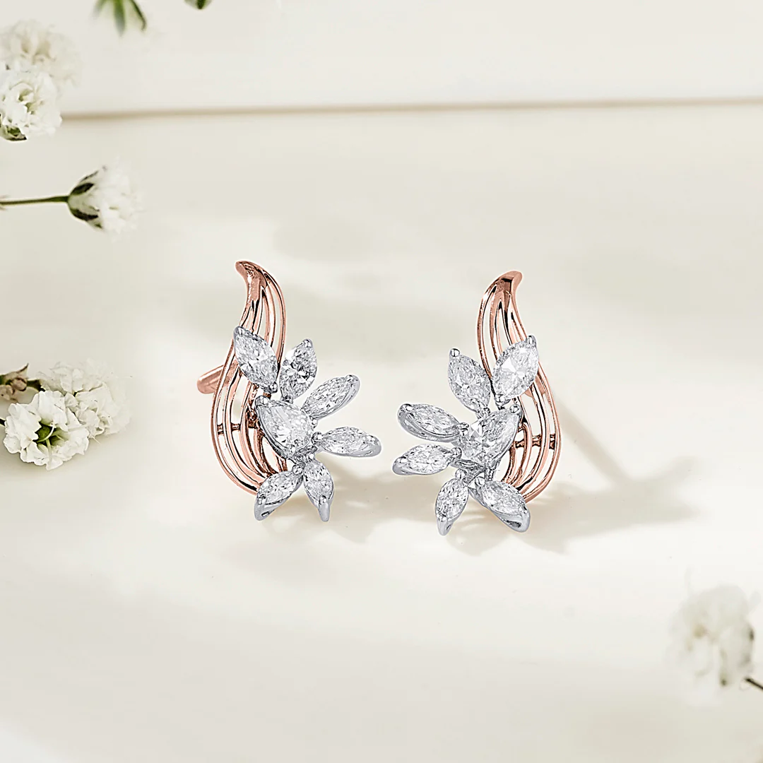 Golden Blossom Gold Stud Diamond Earring for Women