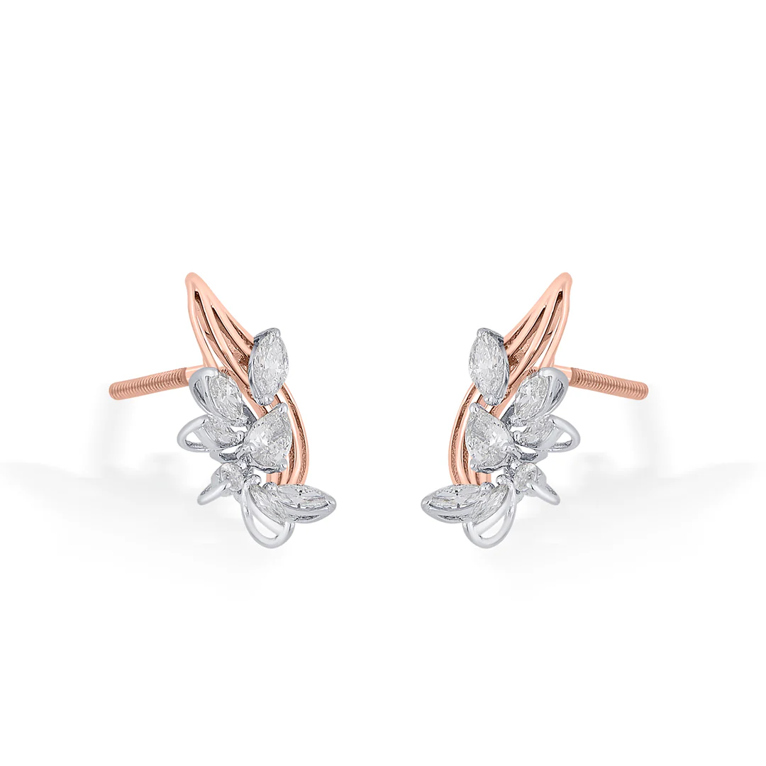 Golden Blossom Gold Stud Diamond Earring for Women - Image 3