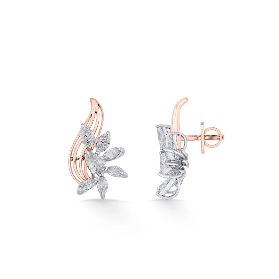 Golden Blossom Gold Stud Diamond Earring for Women - Image 4