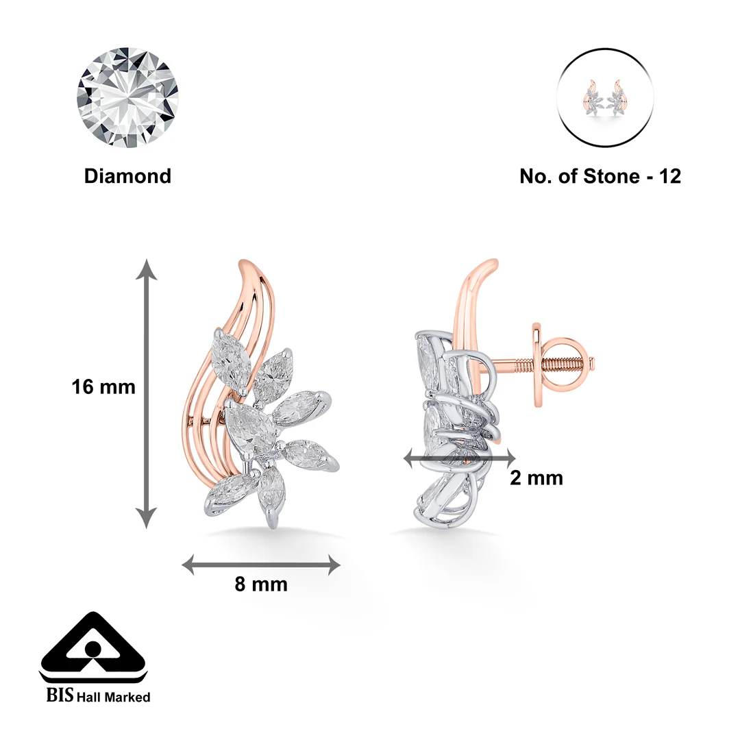 Golden Blossom Gold Stud Diamond Earring for Women - Image 5