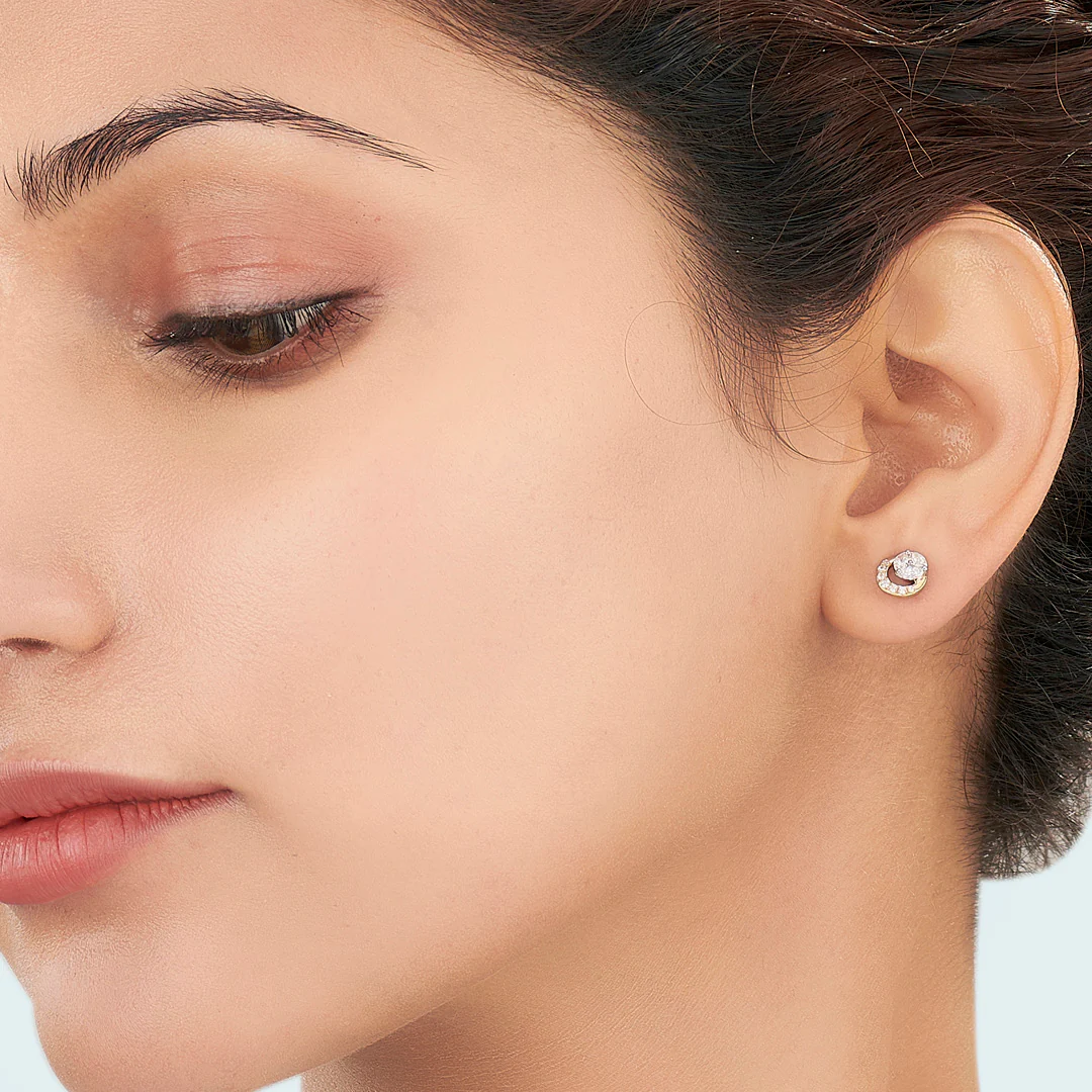 Golden Whirl Yellow Gold Stud Earring for Women - Image 2