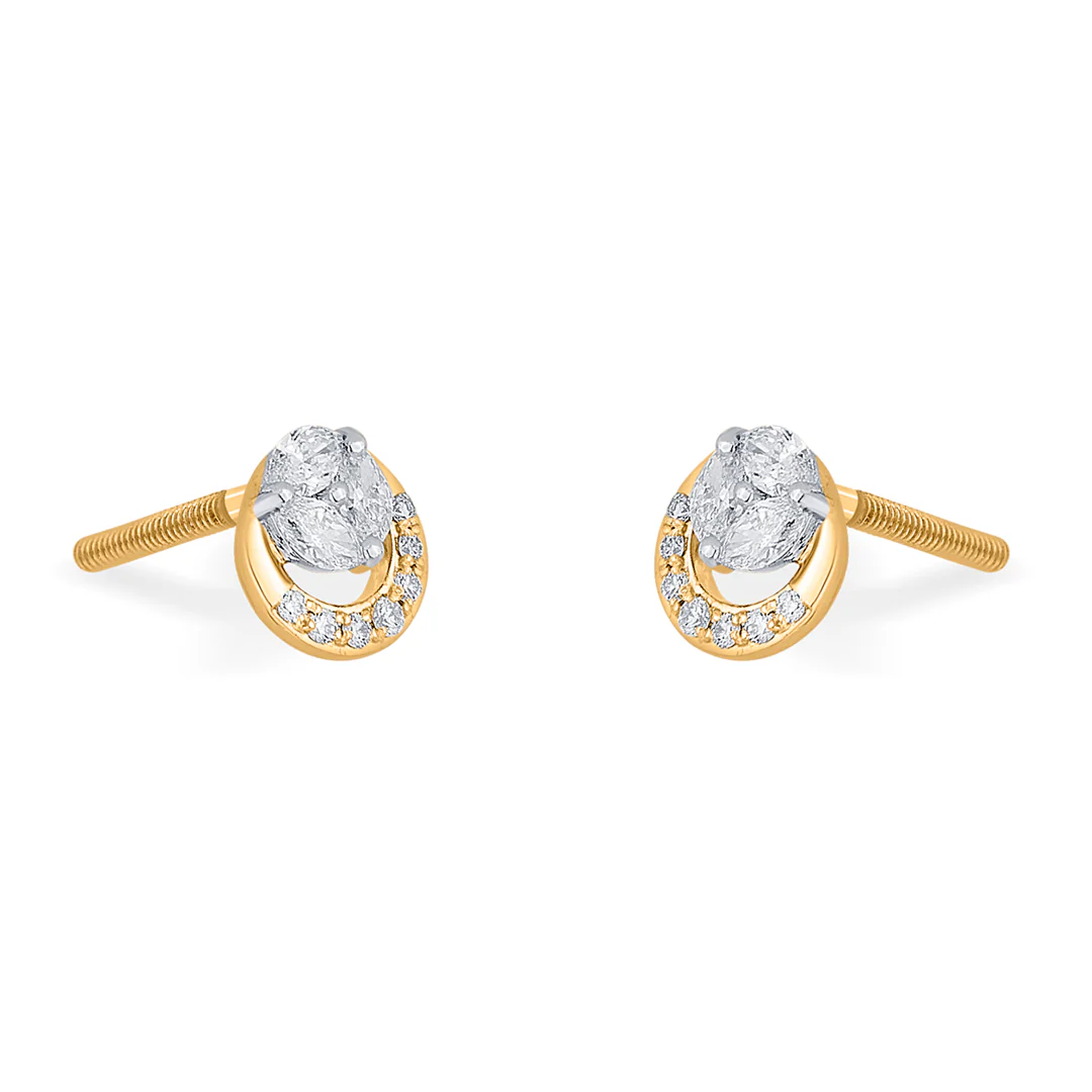 Golden Whirl Yellow Gold Stud Earring for Women - Image 3