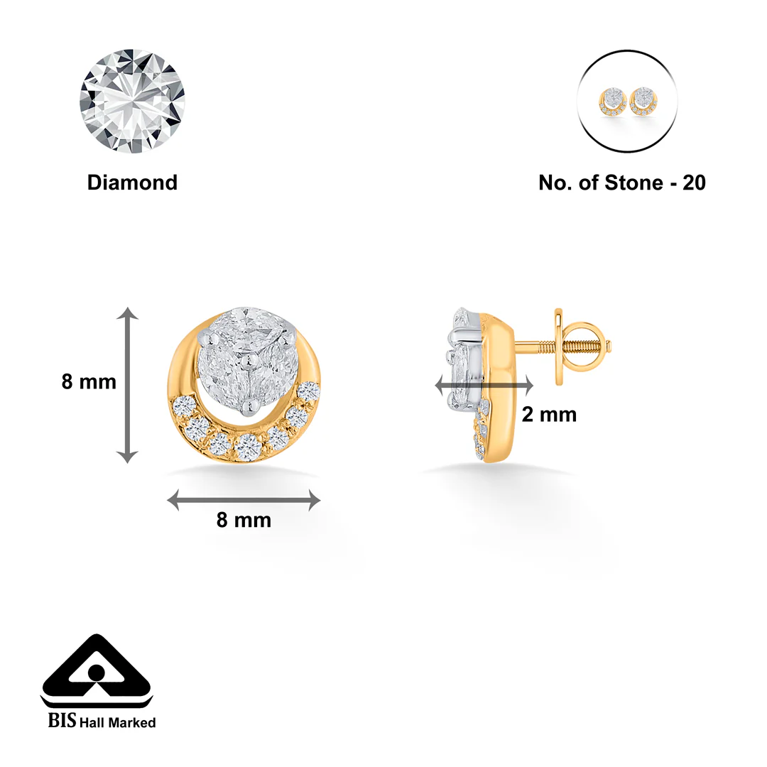 Golden Whirl Yellow Gold Stud Earring for Women - Image 5