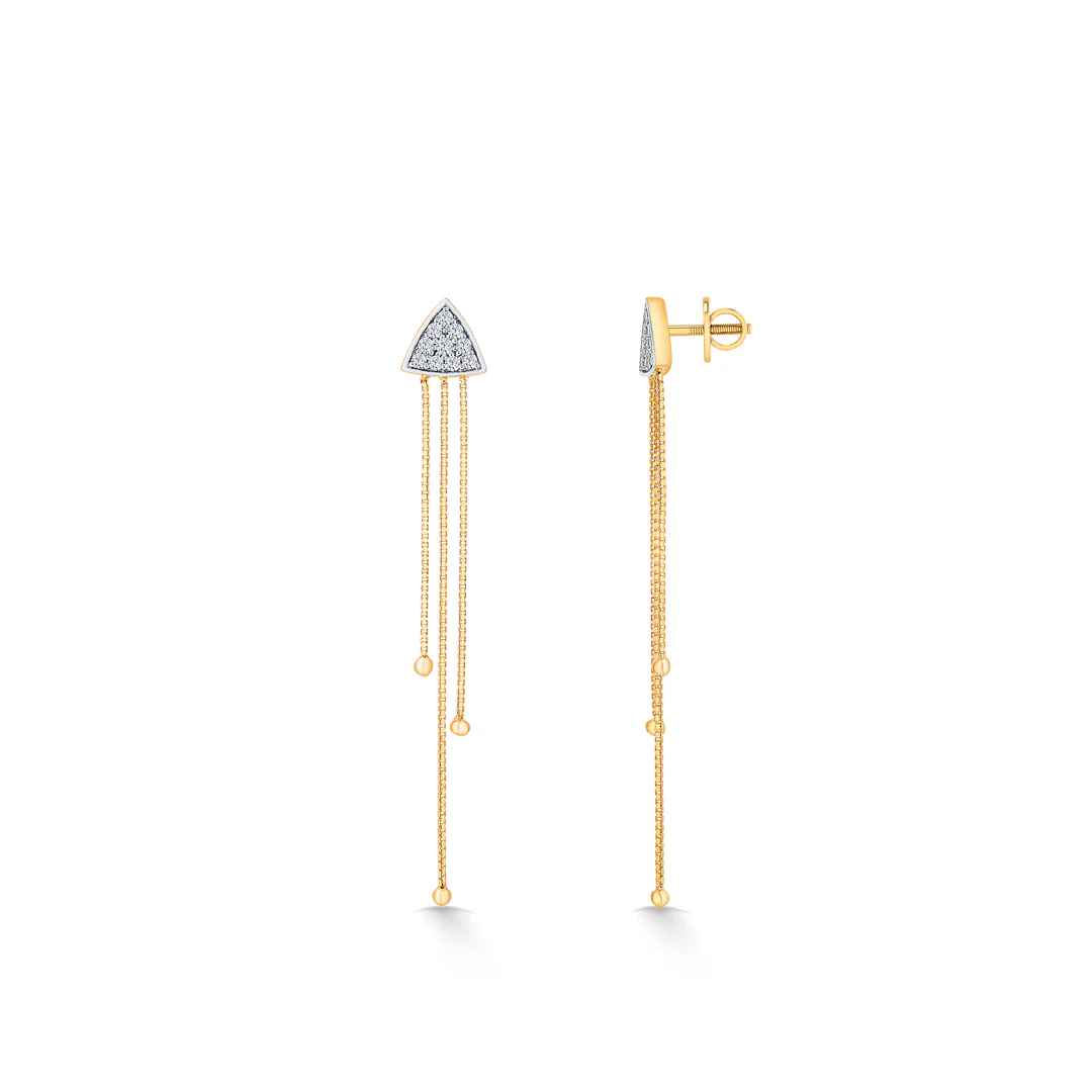 Golden Yellow Gold & Diamond Drops & Dangler Earring - Image 3