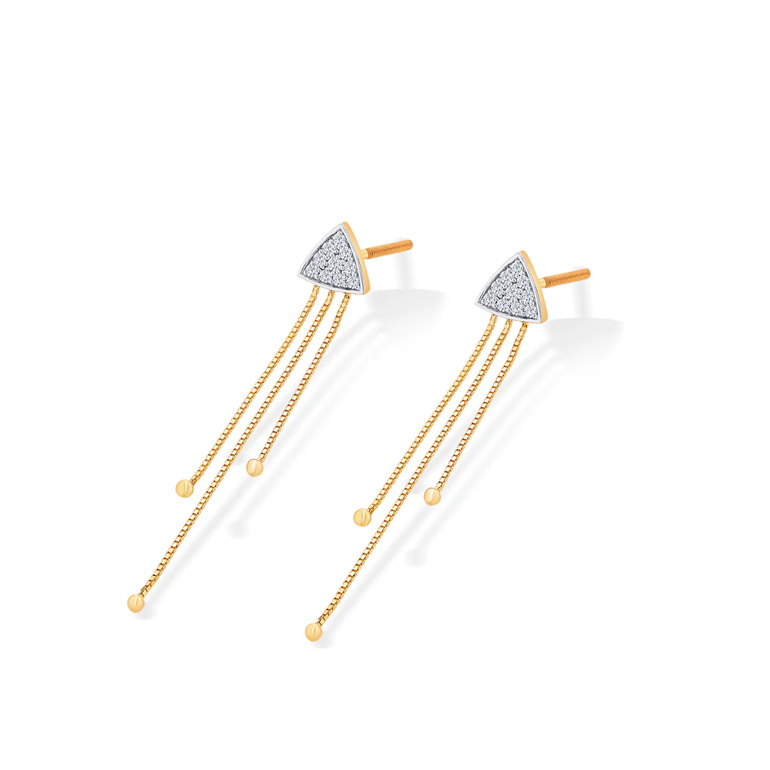 Golden Yellow Gold & Diamond Drops & Dangler Earring - Image 4