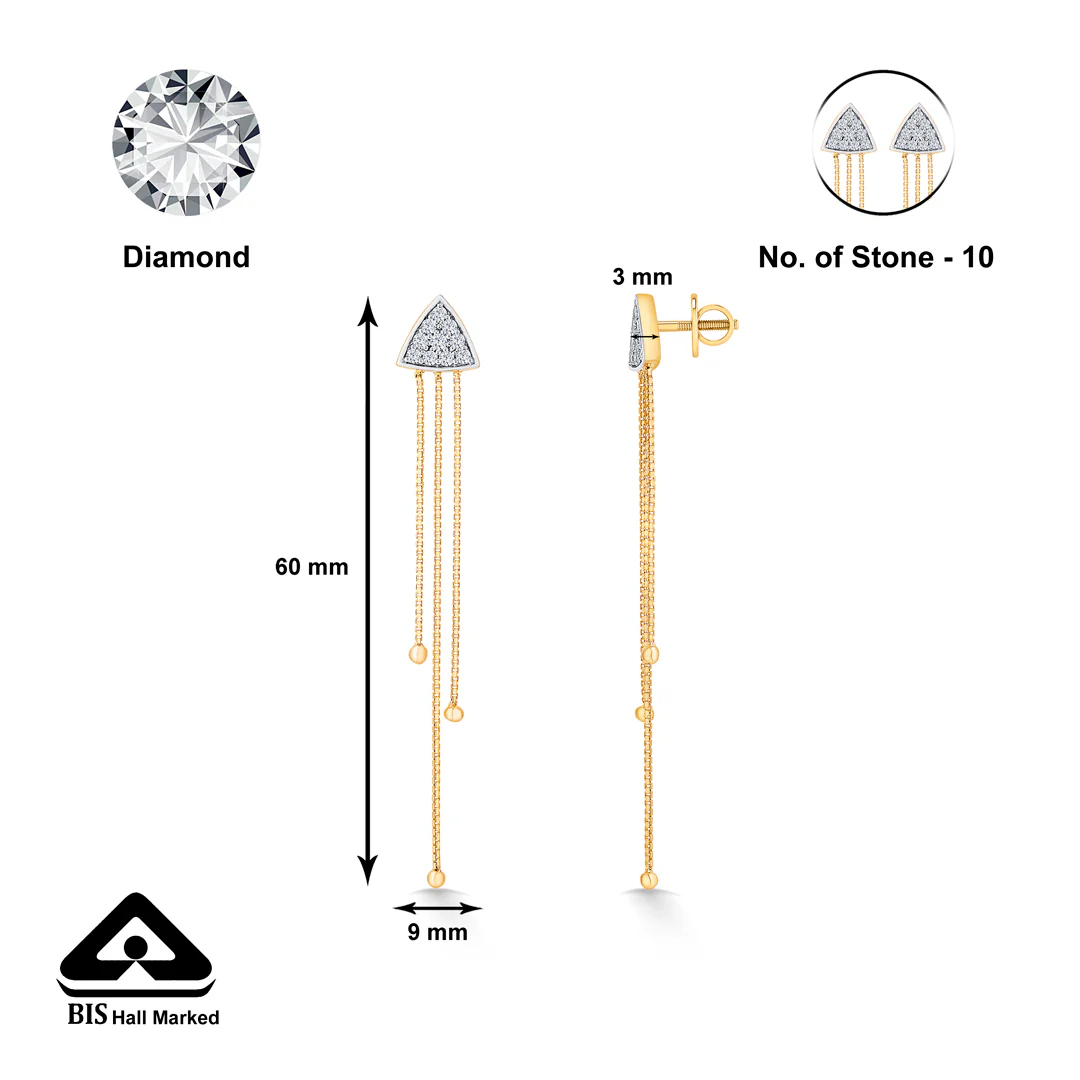 Golden Yellow Gold & Diamond Drops & Dangler Earring - Image 5