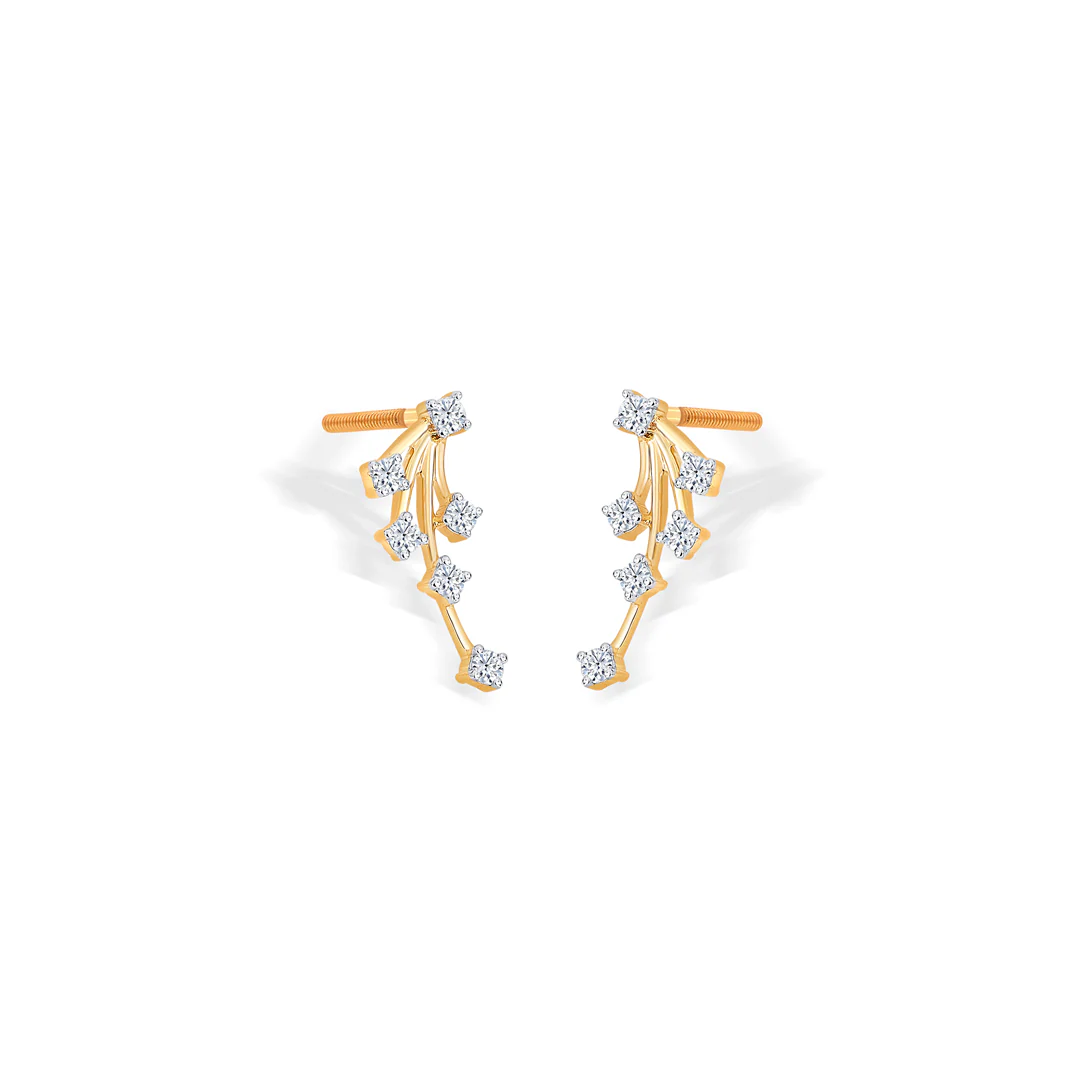 Gripper Yellow Gold & Diamond Stud Earring For Women - Image 3