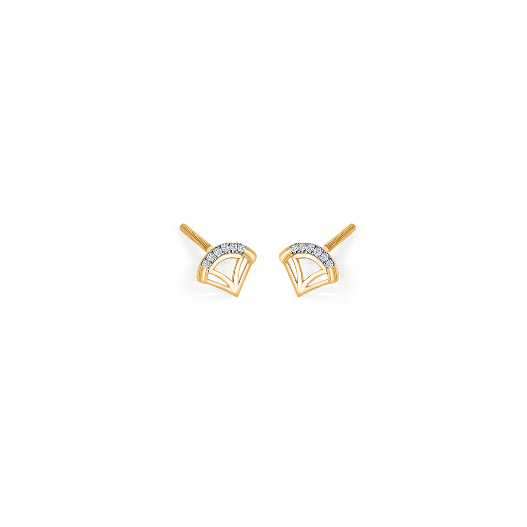 Halo Fanthom Glow Gold & Diamond Stud Earring - Image 2