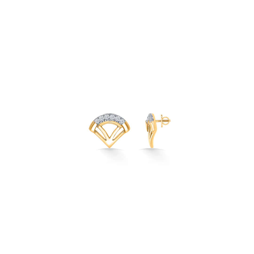 Halo Fanthom Glow Gold & Diamond Stud Earring - Image 3