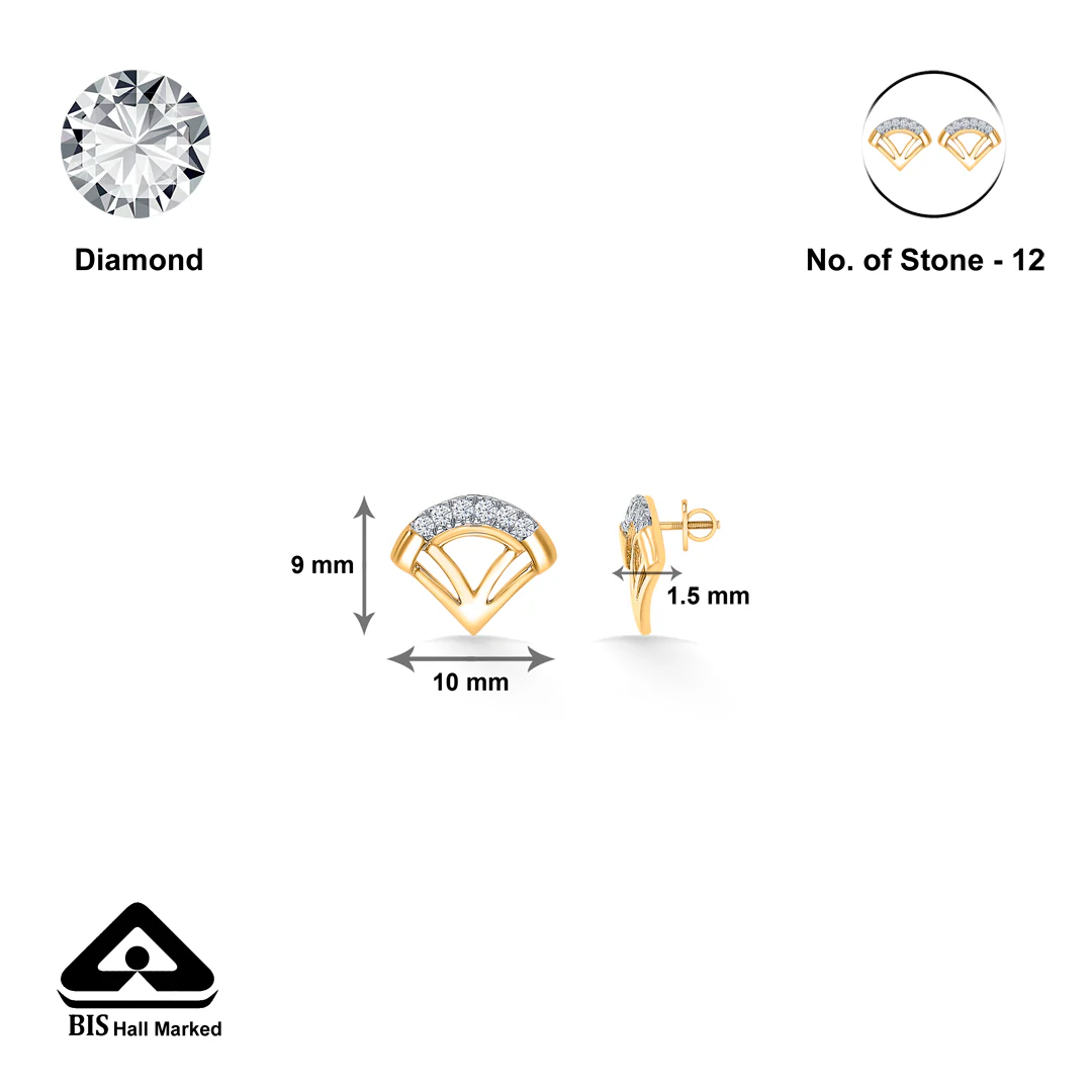 Halo Fanthom Glow Gold & Diamond Stud Earring - Image 4