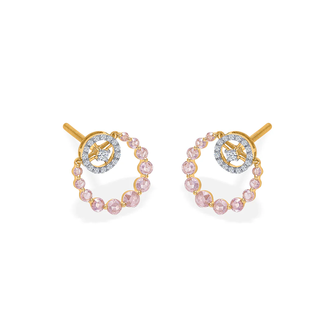 Halo Rosette Gold & Diamond Stud Earring - Image 2