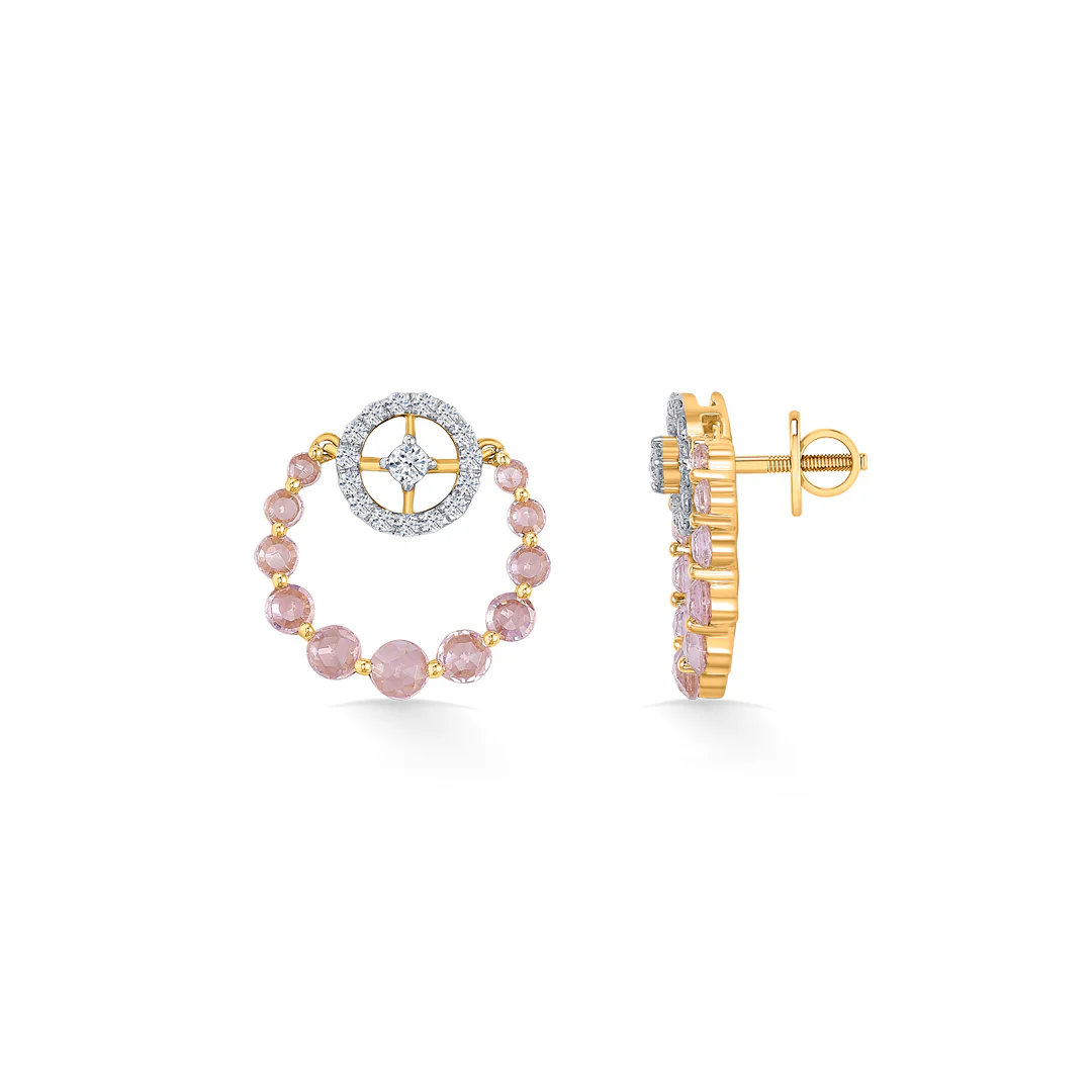 Halo Rosette Gold & Diamond Stud Earring - Image 3