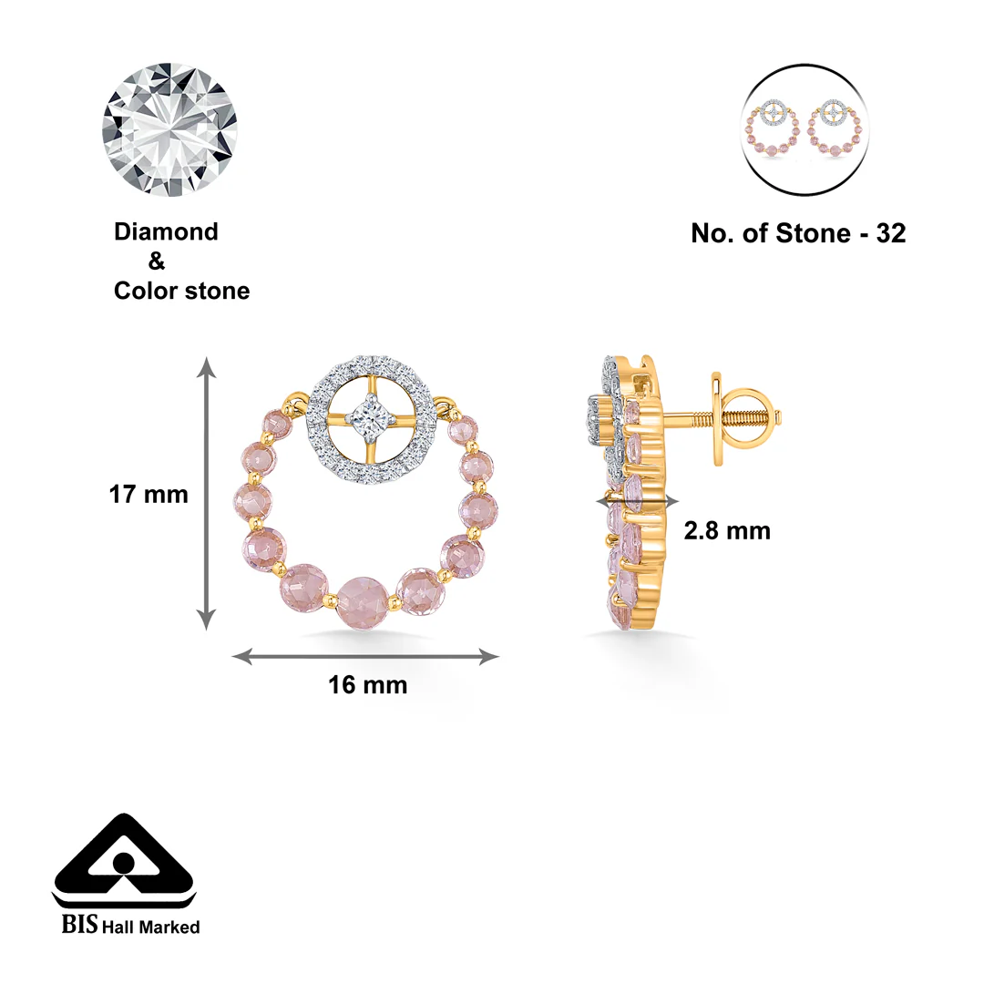 Halo Rosette Gold & Diamond Stud Earring - Image 4