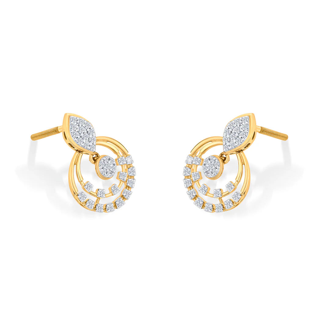 Halo Spark Gold Stud Diamond Earring for Women - Image 3