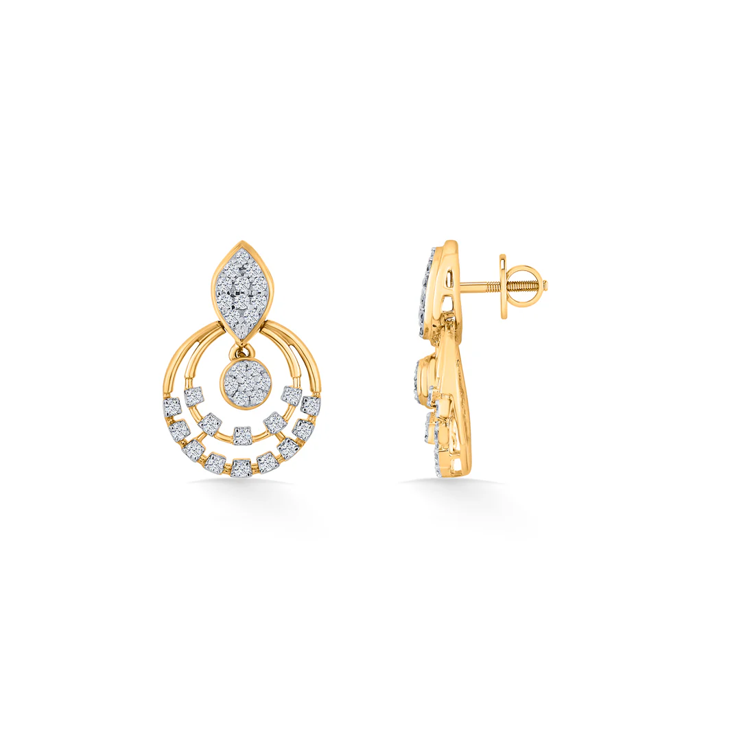 Halo Spark Gold Stud Diamond Earring for Women - Image 4