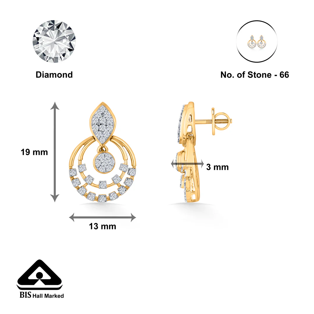 Halo Spark Gold Stud Diamond Earring for Women - Image 5