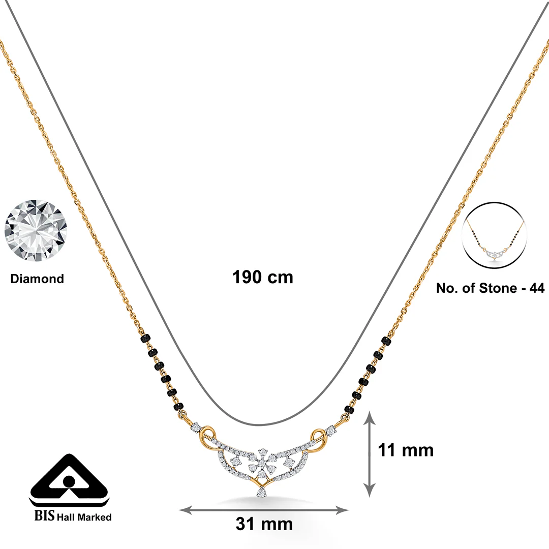 Harmonic Knot Gold & Diamond Modern Mangalsutra For Women - Image 5
