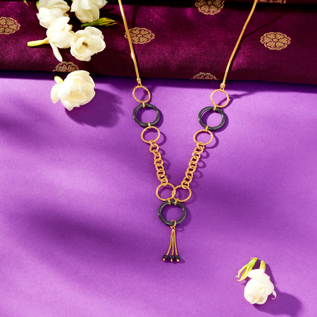 Harmonious Orbit Yellow Gold Modern Mangalsutra For Women