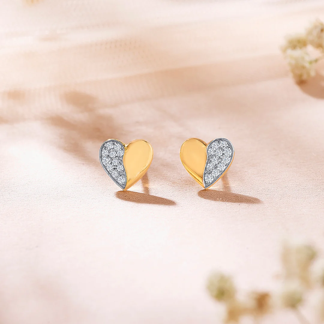 Harmony Yellow Gold & Diamond Stud Earring For Women