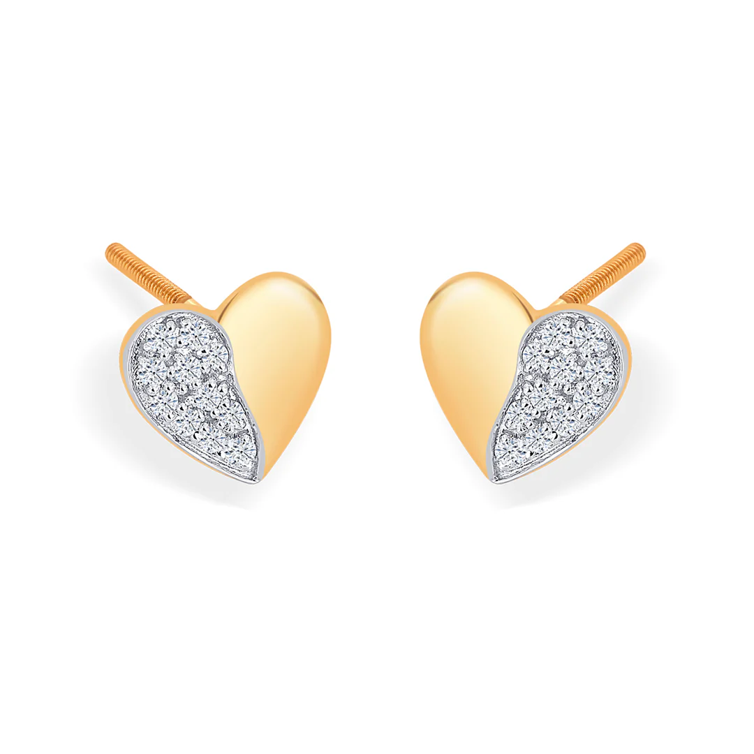 Harmony Yellow Gold & Diamond Stud Earring For Women - Image 3