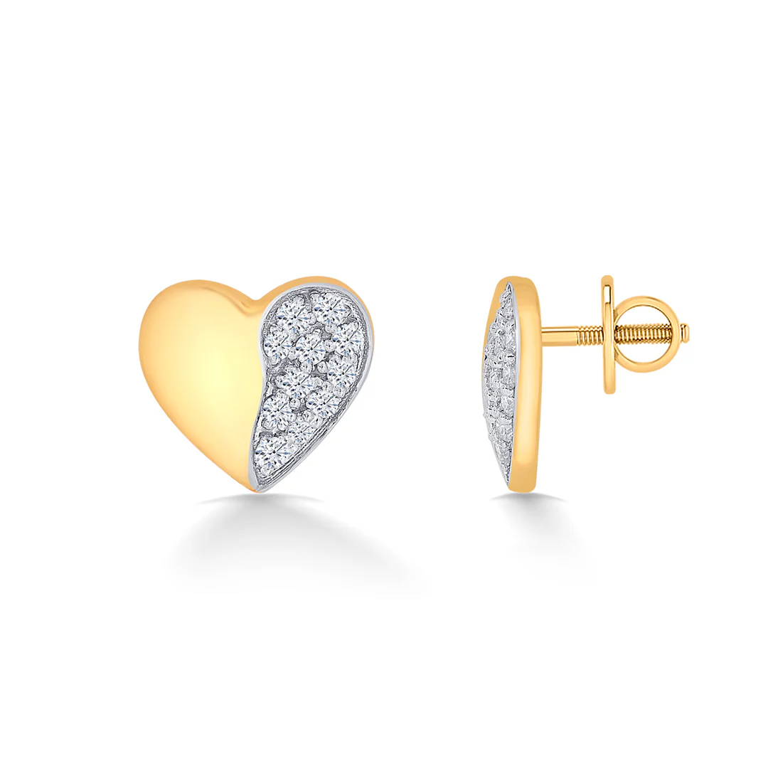 Harmony Yellow Gold & Diamond Stud Earring For Women - Image 4