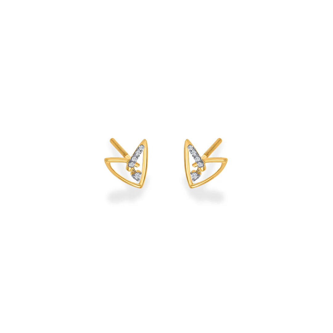 Heart Gold & Diamond Stud Earring For Women - Image 3