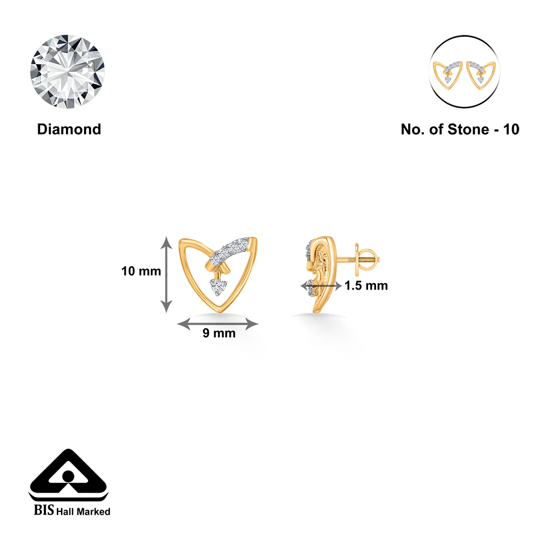 Heart Gold & Diamond Stud Earring For Women - Image 5