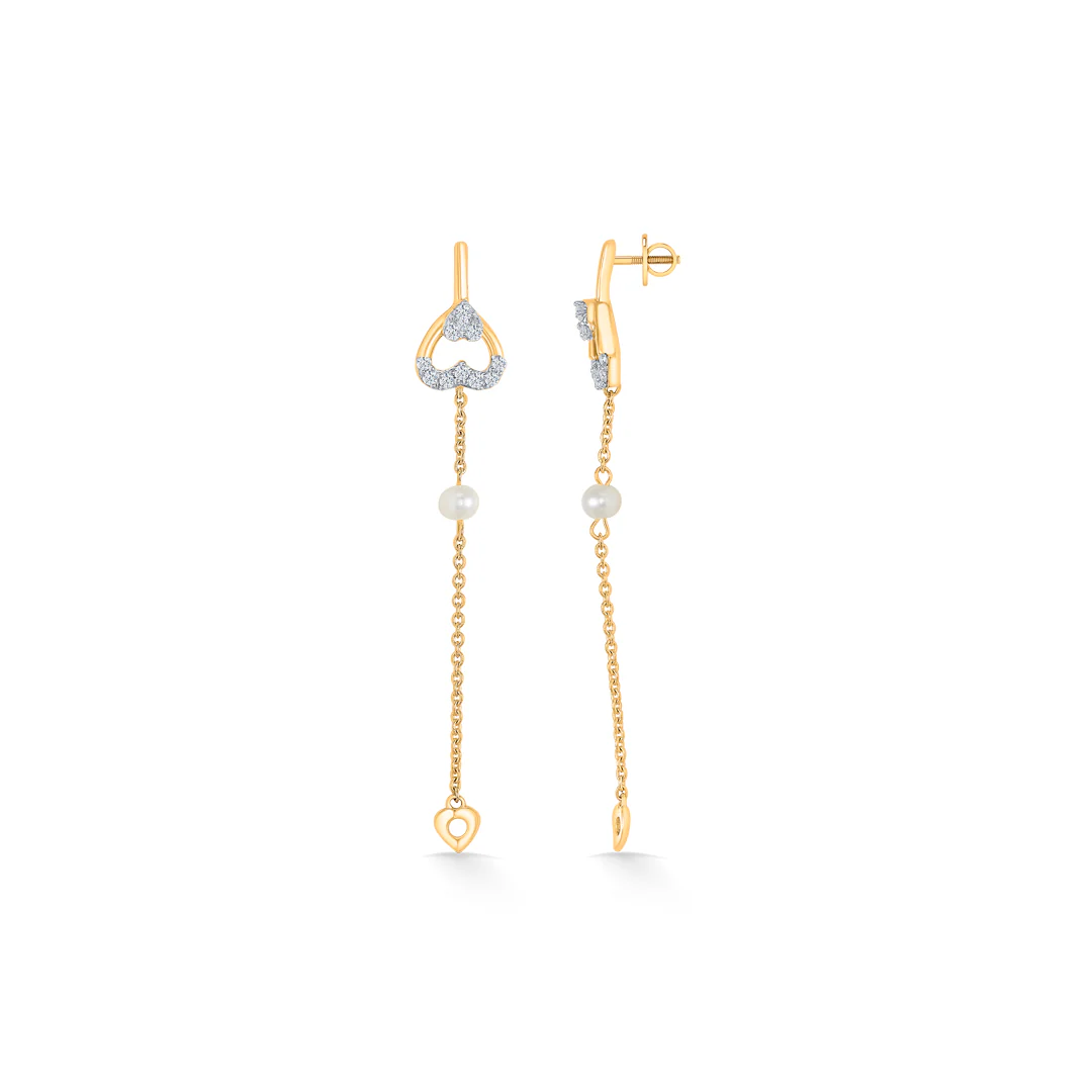 Heartline Gold & Diamond Drops & Dangler Earring - Image 3