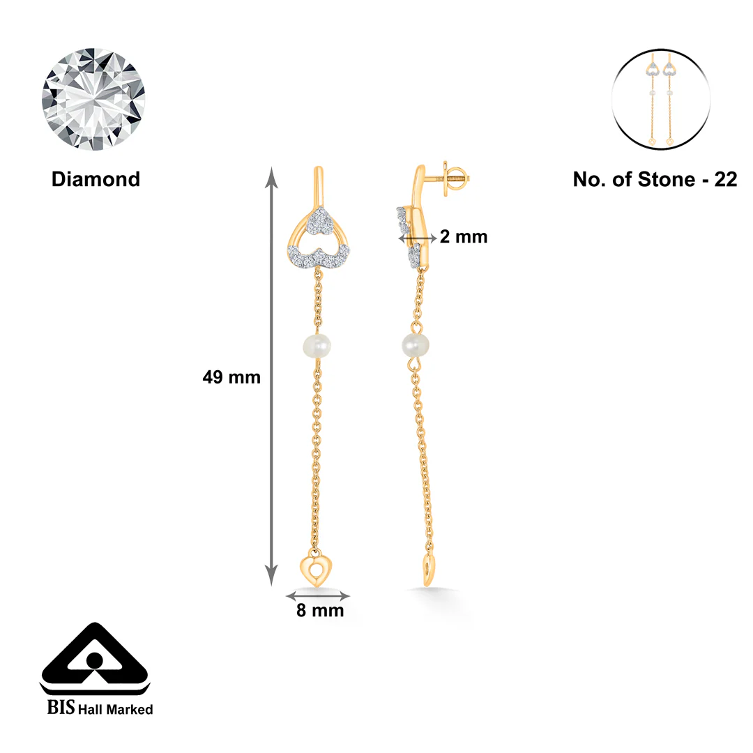 Heartline Gold & Diamond Drops & Dangler Earring - Image 4