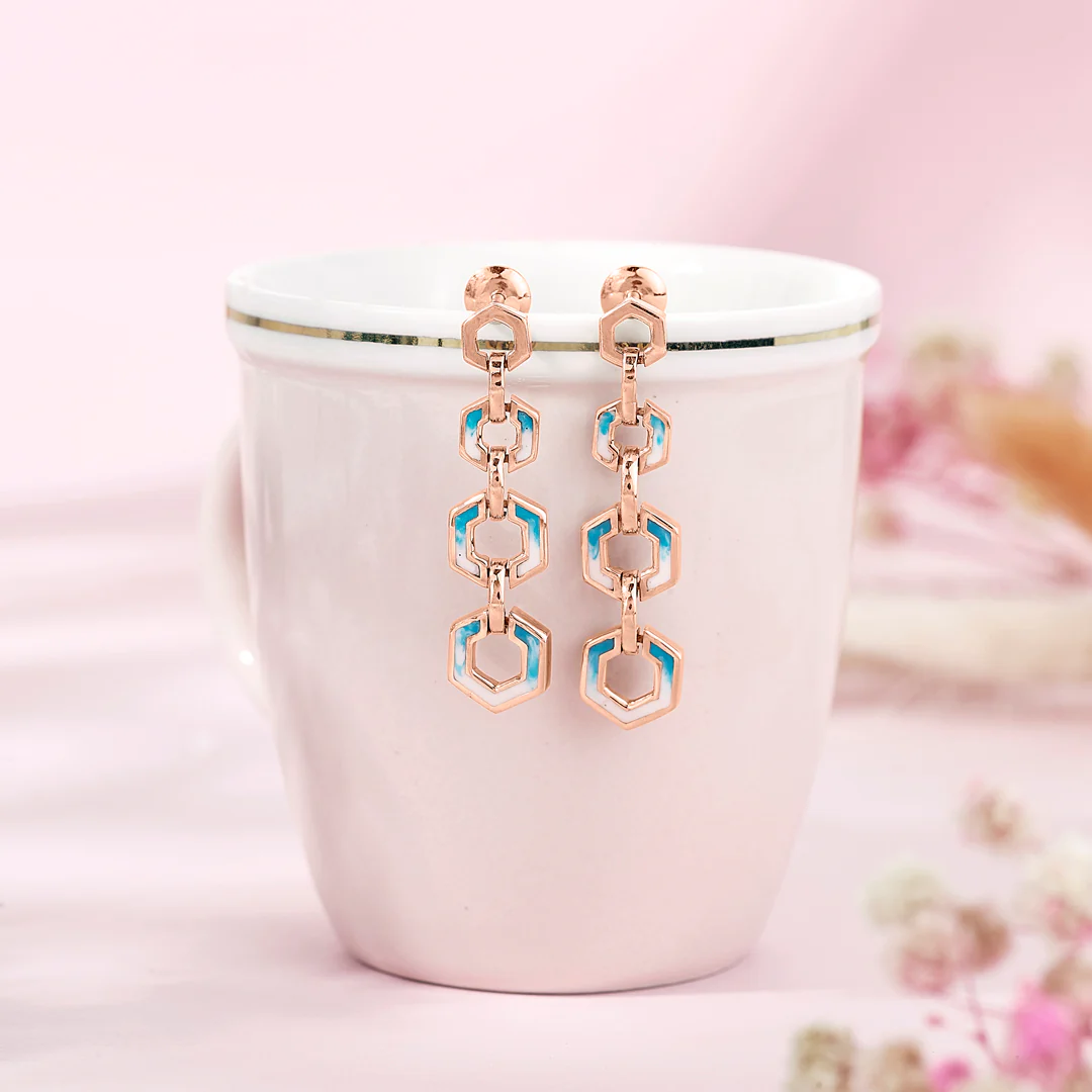 Hexa Gleam Gold Dangler Earring For Women