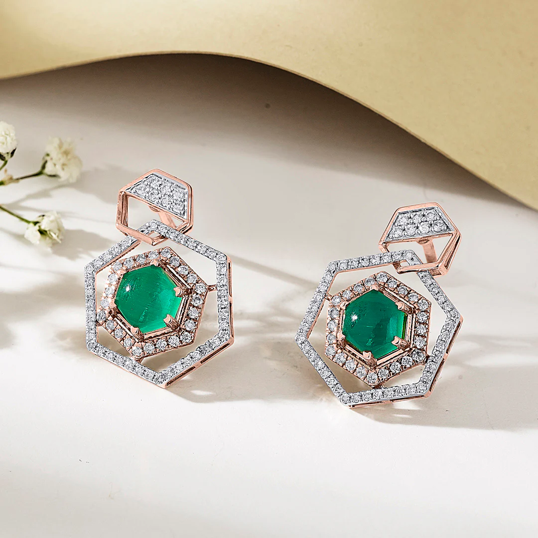 Hexa Royal Rose Gold Stud Diamond Earring For Women