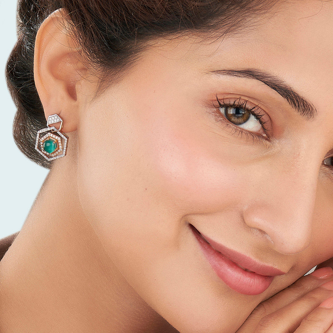 Hexa Royal Rose Gold Stud Diamond Earring For Women - Image 2