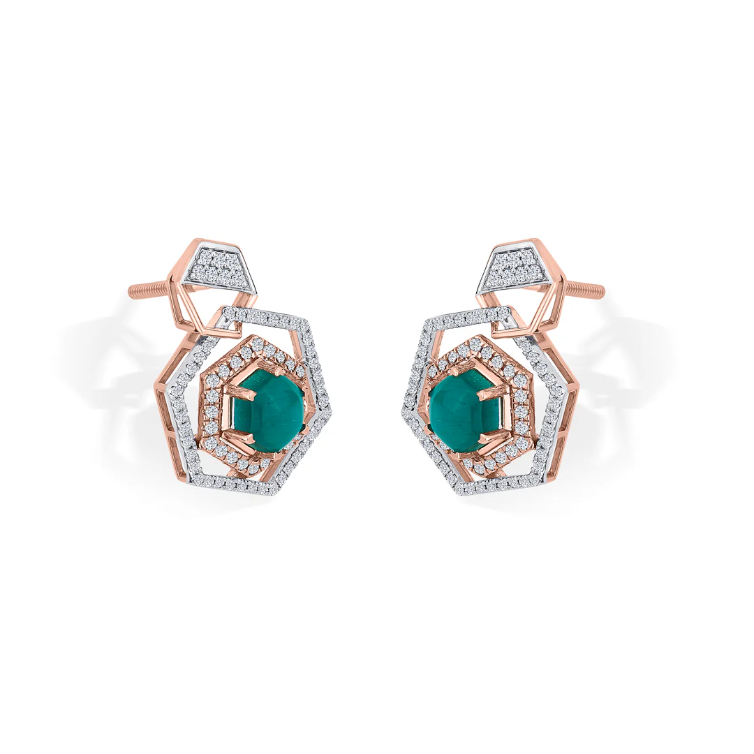 Hexa Royal Rose Gold Stud Diamond Earring For Women - Image 3