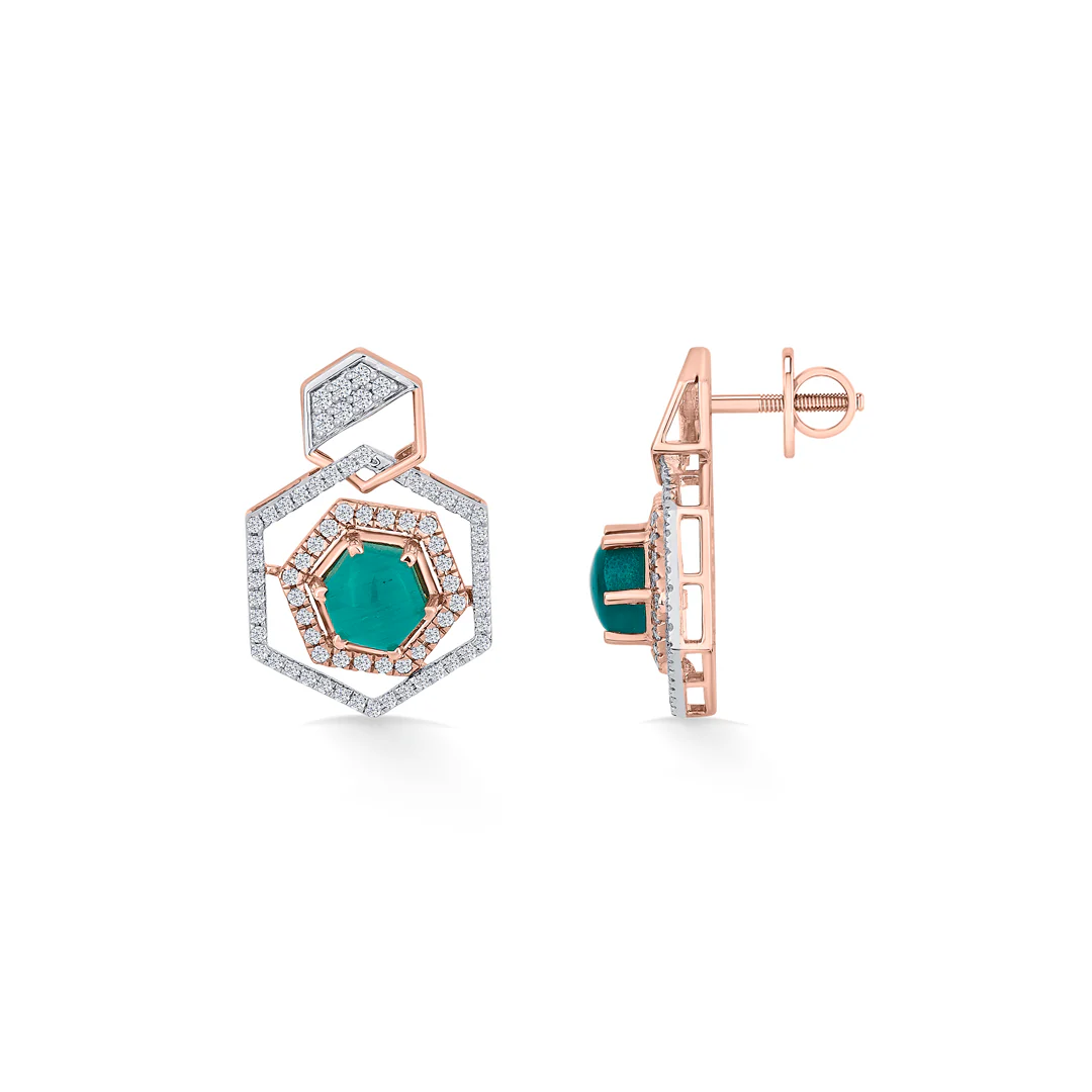 Hexa Royal Rose Gold Stud Diamond Earring For Women - Image 4