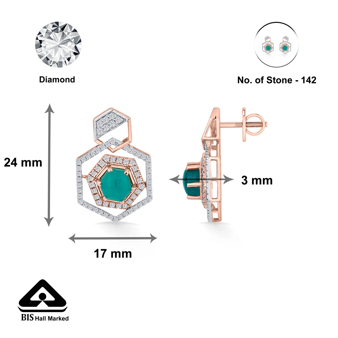 Hexa Royal Rose Gold Stud Diamond Earring For Women - Image 5