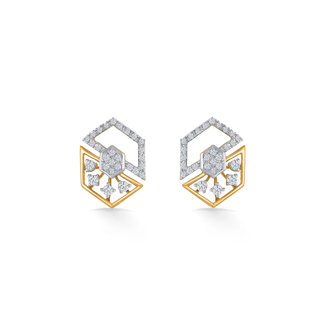 Hexa Spark Gold & Diamond Pendant Set For Women - Image 2