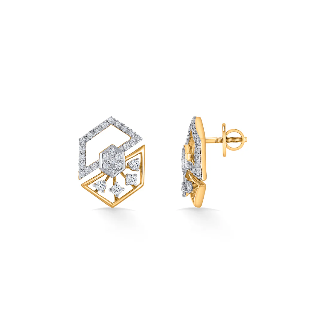 Hexa Spark Gold & Diamond Pendant Set For Women - Image 3